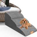 Topmart High Density Extended Foam Dog Ramp&Steps 3 Tiers,15.7" High,Non-Slip Dog Stairs with Waterproof Cover,Soft Foam Pet Ladder,Best for Injured,Older Cats,Pets with Joint Pain (Grey)