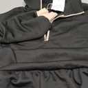 Wenrine Womens 2025 Fall Oversized Sweatshirt Dress Casual Long Sleeve Quarter Zip Ruffle Hem Pullover Mini Dresses (Medium, Black)