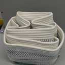 CHAT BLANC Cotton Rope Baskets for Organizing | 15x10x9 Storage Baskets for Shelves | Small Laundry Woven Baskets for Storage, Dog Toy Bin, Baby Basket, Off White& Grey 3 Pack