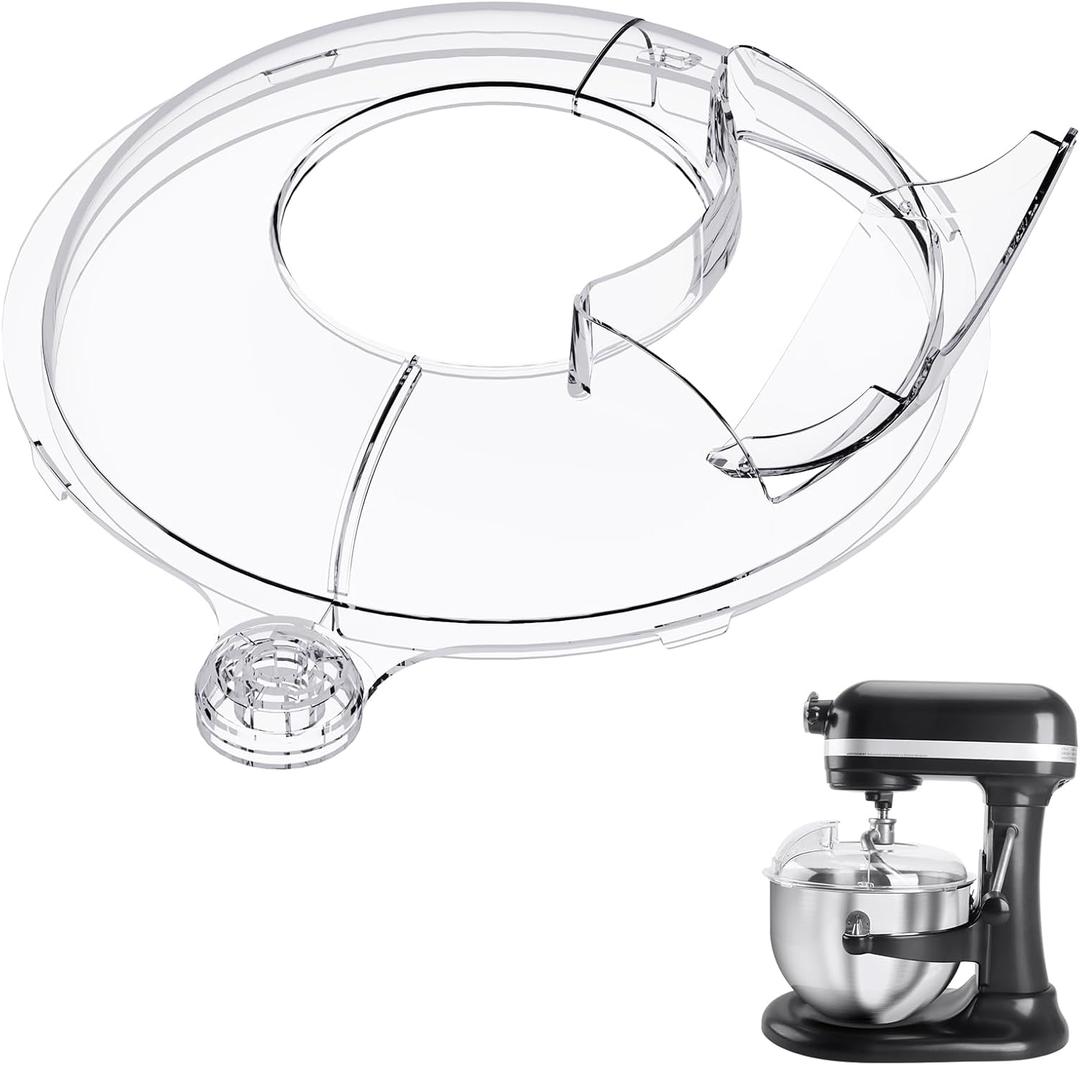 Pouring Shield for KitchenAid 6-7Qt Bowl Lift Stand Mixer (for Stainless Steel Bowls Only), Splash Guard Mixers Bowl Cover for Kitchen aid Accessories and Attachments (Clear)