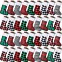 Skylety 60 Pcs Mini Christmas Stockings 8.27 Inch Small Buffalo Plaid Red Black Stockings Hanging Ornament Classic Bulk Christmas for Family Holiday Party Gift Xmas Tree Decoration