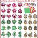 Newtay 72 Pcs Valentines Day Suncatchers Paper Crafts DIY Heart Shaped Window Stained Glass Effect Paper Kits St. Patricks Day Easter Crafts for Home Decor Valentine Art Supplies