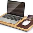 Portable Laptop Desk Fits Up to 16“ Laptops, with Tablet Slot, Built-in Cushion, Great for Home & Office,Lap Desk for Laptop,Lap Desk with Cushion (Brown, Large)