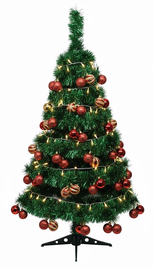 Miniature Pre-Lit Christmas Tree – Fully Decorated with Shatterproof Ornaments and Integrated LED String Lights – Perfect for Apartments, Tabletops, and Small Spaces