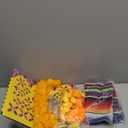 Roberly 58 Pcs Day of The Dead Decorations Set, 2 Marigold Garland, 9 Papel Picado Banners, 30 Marigold Flowers, 9 Sugar Skull, 12 Fake Butterfly, 7 Paper Pom Poms for Indian Diwali Dia De Los Muertos (Orange Yellow)