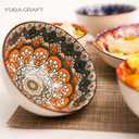 Bohemian Ceramic Bowls Set, 4.5 Inch Porcelain Cereal Bowls, Vintage Boho Style for Rice, Soup, Cereal, Salad, Decorative Set for Kitchen & Dining (Set of 5)