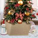 Christmas Tree Collar, Christmas Tree Collars for Artificial Trees, 31 Inch Tree Skirt for Christmas, Holiday Home Decor Xmas Tree Ring Tree Stand Base Cover -Flax