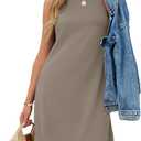 SAMPEEL Dresses for Women 2025 Casual Summer Sundresses Sleeveless Tank Dress Fashion Outfits (Medium, Coffee)