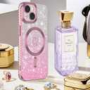 for iPhone 15 Plus case, Compatible with MagSafe, Luxury Plating Heart Pattern Design, Full Camera Lens Protector Soft TPU Protective Phone Case for Women Girls 6.7" (Pink)