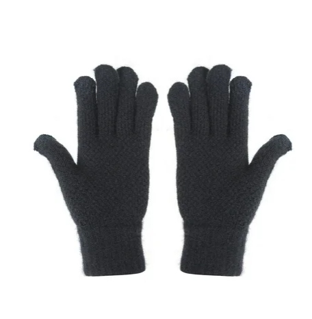 Heat Logic Unisex Waffle Stitch Knit Glove with Touchscreen-Compatible - Winter Gloves for Men and Women - (Black)