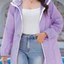 Zando Packable Rain Jacket Women Waterproof - Raincoat for Women Lightweight Hooded Outdoor Windbreaker for Travel Hiking (Purple, S)
