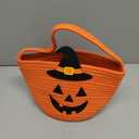 USIX Halloween Decor Basket, Halloween Candy Storage Server, Trick or Treat Woven Pumpkin Candy, Boo Spooky Baskets, Jack O Lantern Baskets for Candies Storage Gift Baskets (Orange)