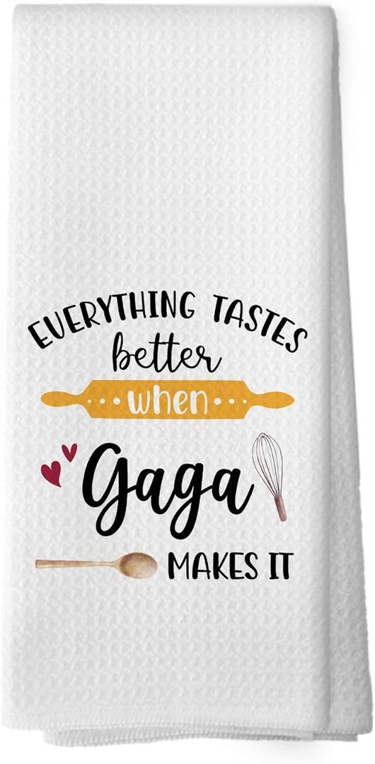 Gaga Gifts Kitchen Dish Towels, Grandma Grammy Gifts for Women Mother from Grandkids Grandchild, Thank You Gift for Grandmother Grand Hand Towels Kitchen Tea Towels Decorations, 16x24inch (Everything10)