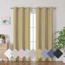 Aiyufeng Gold 100% Blackout Curtains 72 inch Long 2 Panels for Living Room, Gold Blackout Curtains Thermal Insulated Draperies, Heat and Full Light Blocking Panels for Bedroom (2x40Wx72L, Grommets)