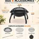 22" Small Fire Pit - Wood Burning Outdoor Fire Pit with Grill, Carry Bag
Compact 22-Inch Design, Folding Legs, Carry Bag Included, Spark Screen, Cooking Grate, Fire Poker, Backyard Patio Camping