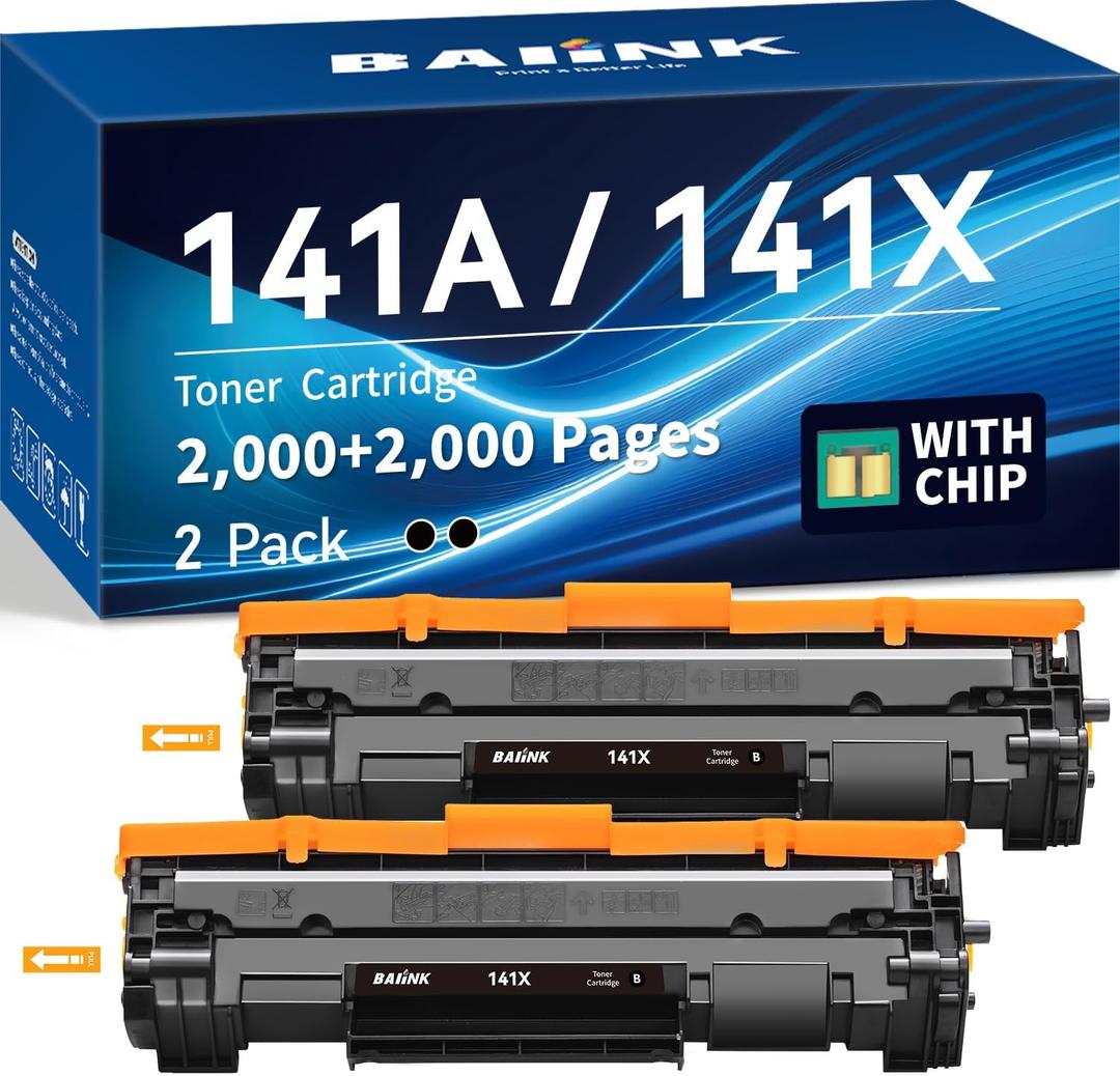 Compatible 141A 141X Toner Cartridge 2 Black (High Yield 4,000 Pages) Replacement for HP 141A W1410A 141X W1410X Black Toner Compatible with Pro M110w MFP M140w M139, (with chip)