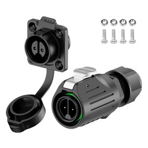 EW-LP16 Industrial Waterproof Connector IP68 Quickly Plugging Aviation Connector PBT Plastic Shell Circular Connector Fast Release Electrical Connector M16 2-9 Pin Flange Socket (2 Pin)