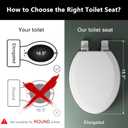 Elongated Toilet Seat Angol Shiold Quiet-Close Molded Wood Toilet Seat with Non-Slip Adjustable Hinges, Anti-Pinch Bumpers, Easy Install & CleanWhite, Elongated 18.5''