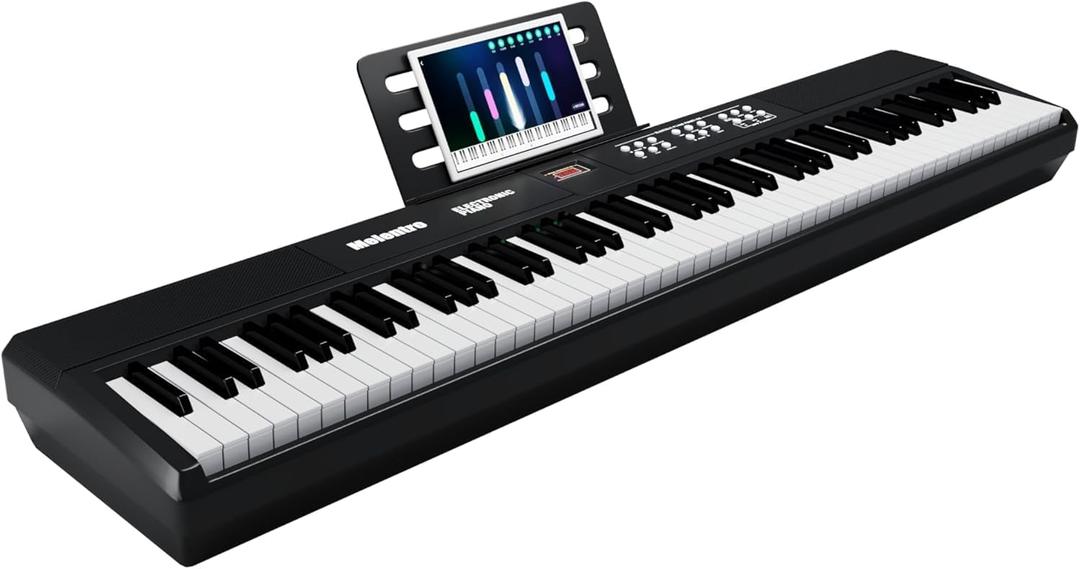 Weighted Piano 88-Key Digital Piano,Full-size Electric Piano Keyboard with Hammer Action,Sustain Pedal,MP3 Function dual 15W speaker,Supports USB-MIDI/Wireless Connect (Black, Full)