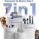 Dog Grooming Vacuum and Dryer Kit, Blower for Pet Vacuum Grooming 7 in 1 with Clippers for Dogs Hair Shedding Brush Remover Tools at Home Blue Grey