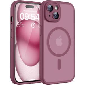 TOCOL for Phone 15 Case, Compatible with Magsafe Charger, Full Camera Protection, Drop Protection, Translucent Matte Phone Case for iPhone 15 6.1 inch (Plum)