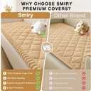 Smiry Fuzzy Couch Cover for Dogs, Non Slip Washable Pet Sofa Cover, Scratch Proof Hair Resistant Plush Sofa Slipcover, Pet Friendly Couch Cushion Protector for Cat, Camel, 27.6" x 88"