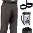 Foxelli Chest Waders  Waterproof 2-ply Nylon/PVC Camo Hunting Fishing Waders for Men and Women with Boots (9, Brown)