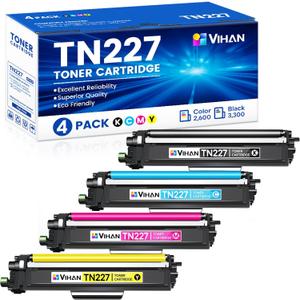 Vihan TN227 Toner Cartridge Compatible Replacement for Brother TN-227BK/C/M/Y TN 227 Toner Cartridges Work with MFC-L3770CDW HL-L3290CDW HL-L3270CDW Printer 4 Pack