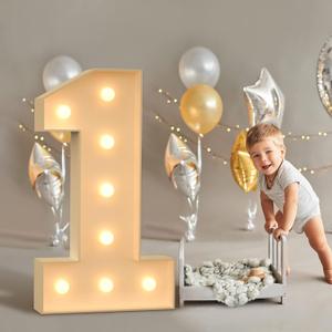 imprsv Marquee Numbers, 3FT Light Up Numbers for 1st Birthday Party Decorations, Mosaic Numbers for Balloons, Large Cardboard Numbers, Number One Balloon Frame, Number Blocks Birthday Party