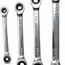 E-Torx Double Box Ratcheting Wrench Set, 4 Sets 72-Tooth Dual Head E6 E8 E10 E12 E14 E18 E20 and E24 Professional Automotive & Mechanical Repair (Ratcheting)