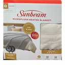 Sunbeam Microplush Queen Electric Heated Blanket with Preheat Feature Two Digital Controller 10-Heat Settings Auto Shut-Off, UL Certified for Safety, Ivory Beige