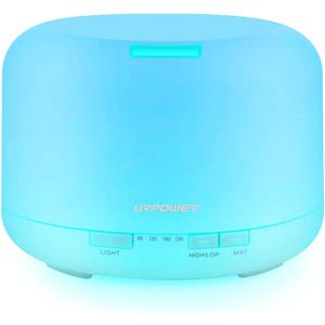 URPOWER Upgraded 500ML Essential Oil Diffuser Humidifiers Ultrasonic Aromatherapy Diffusers with 4 Timer Settings and Waterless Auto Shut-Off for Home Office Living Room Yoga Spa (All White)