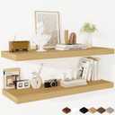 Fun Memories Floating Shelves - 2 Pack 12 Inch Deep Rustic Wooden Wall Shelves - Extra Deeper & Thicker Wall Mounted Storage Shelf for Living Room, Kitchen, Farmhouse - 36" W x 12" D x 1.5" H - Oak