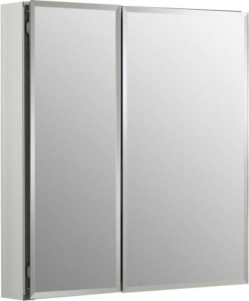 Kohler CB-CLC2526FS Bathroom Medicine Cabinet with Mirror, Beveled Mirror Doors, Adjustable Shelves, Rectangular Beveled Edge, 25 in. W x 26 in. H