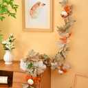 2Pack SUQ I OME Fall Maple Leaf with Pumpkin Garlands forHalloween Thanksgiving Day Party Art Decor