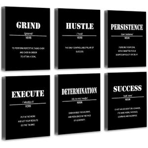 Drsoum Inspirational Office Wall Art - Motivational Quotes for Living Room - Encouraging Canvas Posters for Bedroom - Sayings for Wall Decor - 8 x10 x6 PCS (FRAMED)
