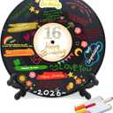 Vinyl Record Sweet 16 Birthday Decorations 11.6"X11.6", 16th birthday decorations Party Favor Sign Poster, 16th Birthday Guest Book Alternative, Great Sweet 16 Gifts for Girls or Boys (16 Years Old)