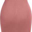 Miusol Women's Deep V-Neck Sleeveless Ruched Bodycon Ruffle Style Work Cocktail Pencil Dress (Pink, L)