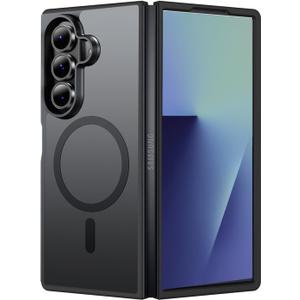 for Samsung Galaxy Z Fold 7 Case,Magnetic Samsung Fold 7 Phone Case Slim Compatible with Magsafe, Translucent Back Non-Slip Hard PC Shockproof Cover for Z7 Fold 5G-Black