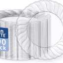 U-QE 100 Pieces Clear Plastic Plates - 9 Inch Clear Disposable Plates - Washable & Reusable - Premium Hard Plates - Party Supplies for Birthdays, Celebrations, Travel, Wedding, Party and Events