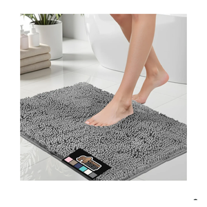 GORILLA GRIP Bath Rug Mat, Thick Soft Absorbent Chenille, Quick Dry Microfiber Mats, Rubber Backing Machine Washable Shower Floor Rugs, Bathmat Runner, Bathroom Home Decor Accessories, 24x17, Grey