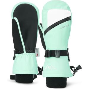 Caracaleap Winter Ski Mittens for Men Women Cold Weather- Warm Snowboard Mittens Gloves Waterproof Snow Sports Mitts Gloves (Small-Medium, Mint)