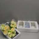 Mkono Mason Jar Lights Centerpiece Table Decor for Dining Room Farmhouse Wood Tray with 3 Jars Flowers Center Pieces Spring Decor for Coffee Table Kitchen Living Room, Grey Blue