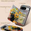 Shorogyt for Google Pixel 9/for Pixel 9 Pro Wallet Case with Card Holder - Sunflower Cat Design Kickstand for Magnetic Clasp Back Flip Folio Leather Phone Cases for Pixel 9/9 Pro Case for Women Girls