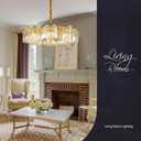 30.3“ Gold Semi Flush Mount Ceiling Light Fixtures, 8-Light Gold Modern Crystal Chandelier Height Adjustable Pendant Lighting for Bedroom Entryway Hallway Kitchen Island Living Room Foyer