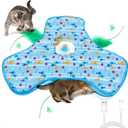 Interactive Cat Toys for Indoor Cats, Automatic Hide and Seek Motion-Activated Cat Toy with Moving Feather & Animal Chirps, USB Rechargeable Electric Cat Enrichment Toy for Bored Adult Cats & Kittens