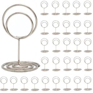 30Pcs Table Number Holders,Wire Place Card Holder Table Sign Holder Name Menu Clips,Picture Stands Photo Stands for Wedding Centerpieces Birthday Party (Silver)