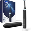 Oral-B iO Series 5 Rechargeable Electric Toothbrush with Visible Pressure Sensor to Protect Gums, 2 Minute Timer, 5 Cleaning Settings, 1 Replacement Toothbrush Heads, and Travel Case, Black