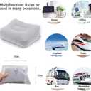3 x Inflatable Travel Foot Rest Pillow, Head Pad, Soft Flocking Pillow, Flights Relax Cushion Ottomans Leg Up with Air Pump for Office, Home Relax, Camping and Travel Use (Gray, 1 Pcs)