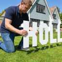 18-Inch Hollywood Yard Sign Letters with Stakes by VictoryStore, Solid White Corrugated Plastic Lawn Signs, Non-Printed, American Made, 9 Pieces